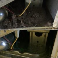 Before and after cleaning the inside of the dryer box.